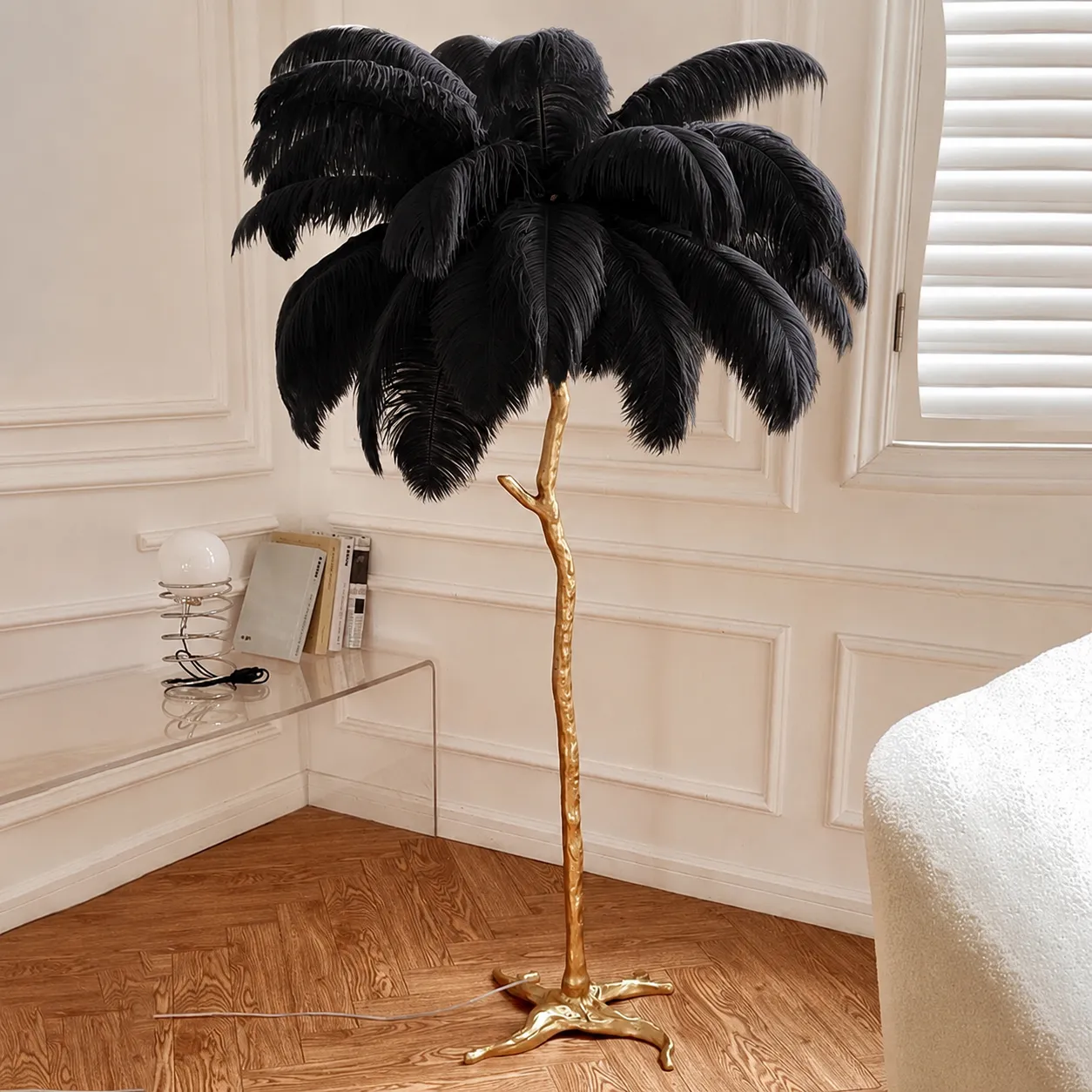 Feather floor lamp