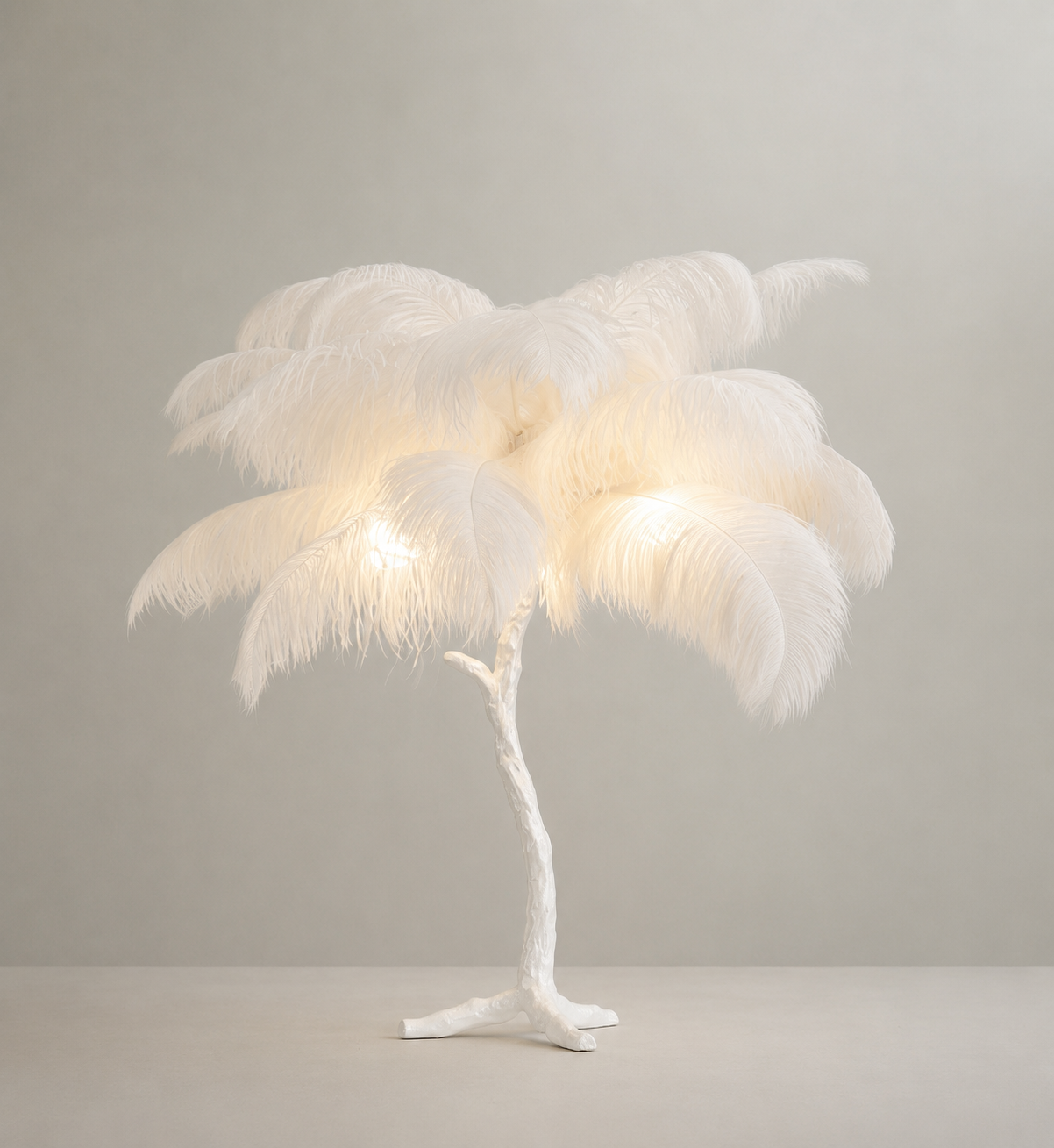 White feather table lamp