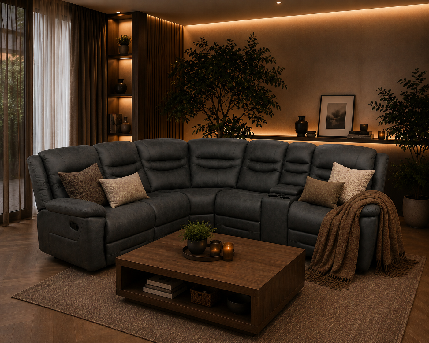 London corner recliner in grey